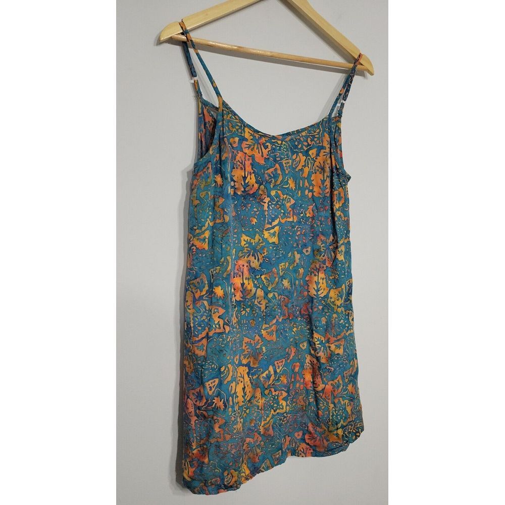 Go Fish Women's Dress Size XS Teal Orange Abstract Pocket - Picture 2 of 5